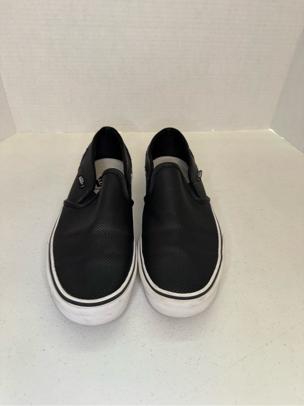 Vans Black Classic Skateboard Perforated Leather Slip On Shoes Women's Size 9